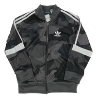 Šedá army sportovní propínací mikina s logem Adidas 