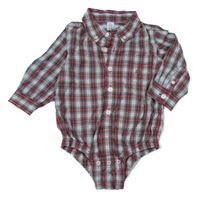 Khaki-zeleno-červené kostkované košilové body GAP 
