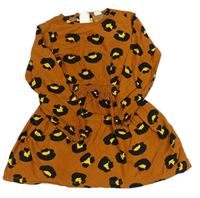 Medovo-černo-žluté vzorované lehké šaty Hema