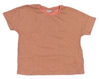 Korálovo-šedé vzorované crop tričko Matalan