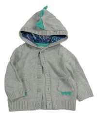 Šedý melírovaný propínací svetr s kapucí s ostny Mothercare