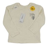 Nové - smetanové triko s tulipánky a nápisy George