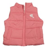Růžová prošívaná šusťáková zateplená vesta se srdíčky YD