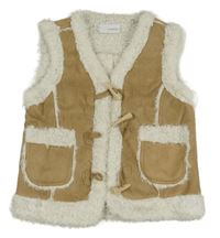 Hnědá semišová zateplená vesta nowOn