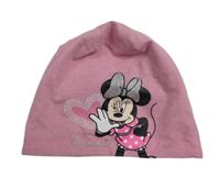 Růžová melírovaná oboustranná čepice s Minnie Disney