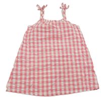 Růžovo-bílé kostkované krepové šaty Nutmeg