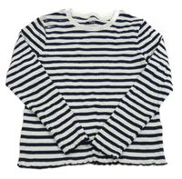 Tmavomodro-bílé pruhované žebrované crop triko M&S