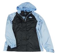 Černo-světlemodrá šusťáková funkční jarní bunda se srdíčky a kapucí crivit