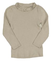 Světlebéžový žebrovaný svetr s volánkem George