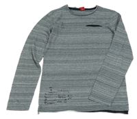 Šedé melírované triko s nápisy a kapsou S. Oliver