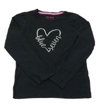 Černé triko se srdíčkem s nápisy BLUE SEVEN