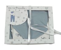 Nové - 3Set - Modrošedé tepláky + šátek/slinták + bílé triko s velrybami hoodadoo