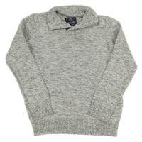 Bílo-šedo-černý melírovaný svetr s nášivkou C&A