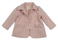 Světlerůžový flaušový podšitý kabát s mašlemi a límečkem early days