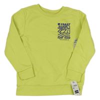 Nové - limetková mikina s palmou a sluncem a nápisy St. Bernard