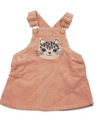 Růžové manšestrové šaty s kočičkou Smile