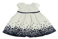 Bílo-tmavomodré vzorované šaty s kytičkami Mothercare