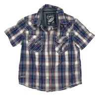 Tmavomodro-bílo-červeno-bílá kostkovaná košile C&A