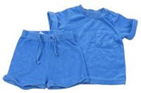 Modré froté pyžamo s kapsičkou Matalan