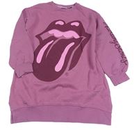 Starorůžové teplákové šaty s potiskem - The Rolling Stones Zara