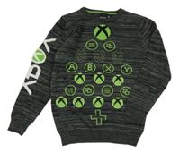 Tmavošedo-černý melírovaný svetr s logy X-Box Primark