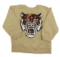 Písková mikina s tygrem z překlápěcích flitrů H&M