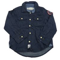 Tmavomodrá košile riflového vzhledu s nápisemH&M