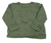 Khaki mikina s medvědy a stromky George