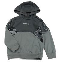 Tmavošedo-šedá mikina s logem a kapucí Adidas