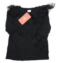 Nové - Černé triko s krajkovým límečkem PatPat