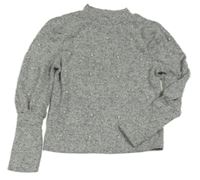 Šedé melírované úpletové triko s perlami Primark