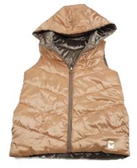 Růžová lesklá šusťáková zateplená oboustranná vesta s kapucí Mayoral