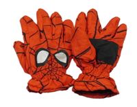 Červené šusťákové zimní prstové rukavice - Spiderman George