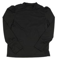 Černé žebrované triko Shein