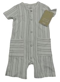 Nové - Bílo-šedý pruhovaný kraťasový overal Mamas&Papas