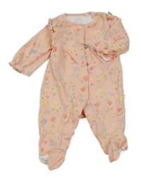 Růžový květovaný overal s volánky Next