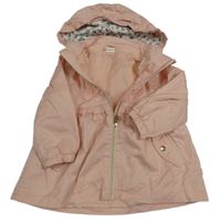 Růžový plátěný jarní kabát s kapucí H&M