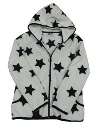 Bílá fleecová propínací mikina s hvězdami a kapucí Yigga