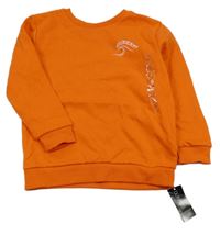 Nové - Oranžová mikina s nápisem a vlnou Dunnes