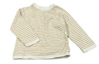 Bílo-béžový pruhovaný propínací lehký svetr M&S