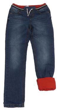 Tmavomodré podšité rifle s úpletovým pasem C&A