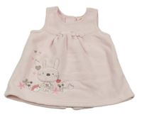 Světlerůžové fleecové šaty s králíkem Mini Mode