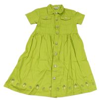 Limetkové riflové propínací košilové šaty s ananasy