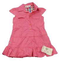 Nové - Tmavorůžové plátěné košilové šaty Girl2Girl