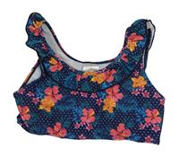 Tmavomodrá puntíkatá plavková lambáda s květy Alive