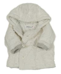 Bílá chlupatá zateplená propínací mikina s kapucí Babaluno