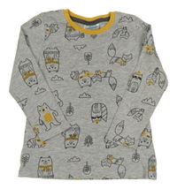 Šedé melírované triko se zvířaty So Cute