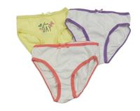 3x kalhotky - 2x bílé + žluté s motýly