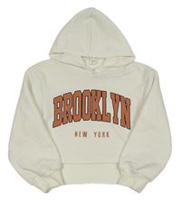 Bílá crop mikina s nápisem a kapucí Shein