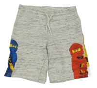 Světlešedé melírované teplákové kraťasy s Lego Ninjago